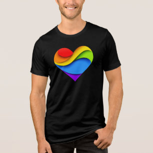SlipperyJoe's rainbow layered heart shape red oran Tri-Blend Shirt