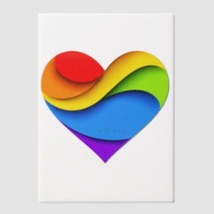 SlipperyJoe's rainbow layered heart shape red oran Vellum Invitations