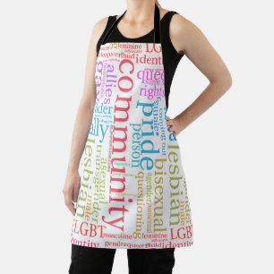 SlipperyJoe's rainbow LGBTQ+ community word cloud Apron