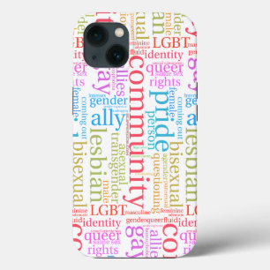SlipperyJoe's rainbow LGBTQ+ community word cloud iPhone 13 Case