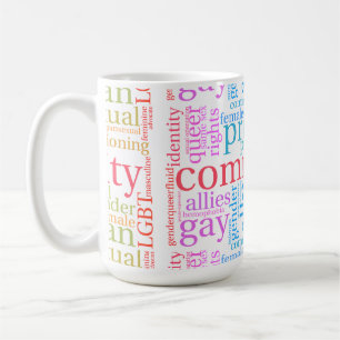 SlipperyJoe's rainbow LGBTQ+ community word cloud  Coffee Mug
