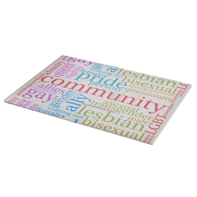 SlipperyJoe's rainbow LGBTQ+ community word cloud  Cutting Board (Corner)