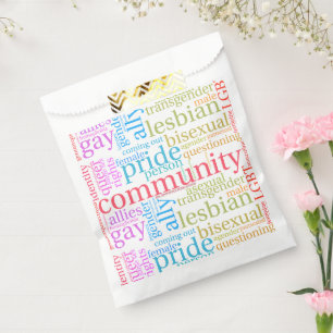SlipperyJoe's rainbow LGBTQ+ community word cloud Favour Bag