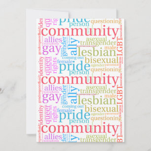 SlipperyJoe's rainbow LGBTQ+ community word cloud Holiday Card