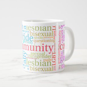 SlipperyJoe's rainbow LGBTQ+ community word cloud  Large Coffee Mug