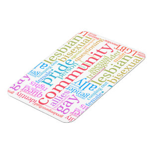 SlipperyJoe's rainbow LGBTQ+ community word cloud Magnet