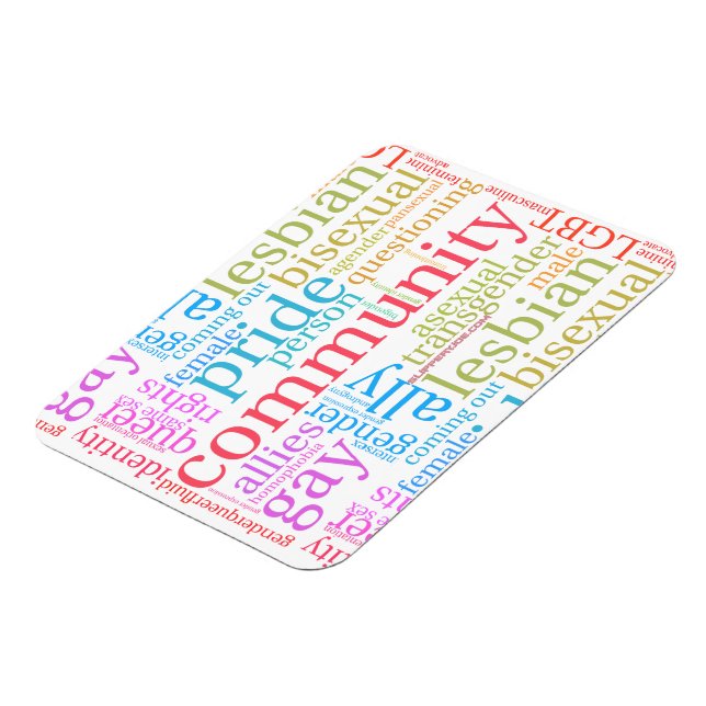 SlipperyJoe's rainbow LGBTQ+ community word cloud  Magnet (Left Side)