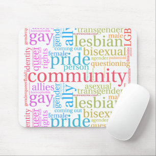 SlipperyJoe's rainbow LGBTQ+ community word cloud Mouse Pad