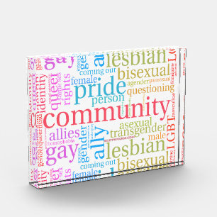 SlipperyJoe's rainbow LGBTQ+ community word cloud Photo Block