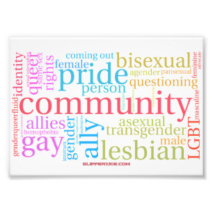 SlipperyJoe's rainbow LGBTQ+ community word cloud Photo Print