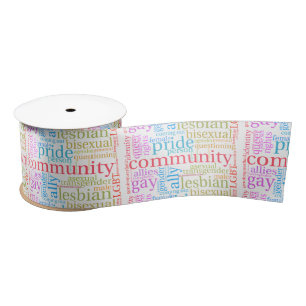 SlipperyJoe's rainbow LGBTQ+ community word cloud  Satin Ribbon
