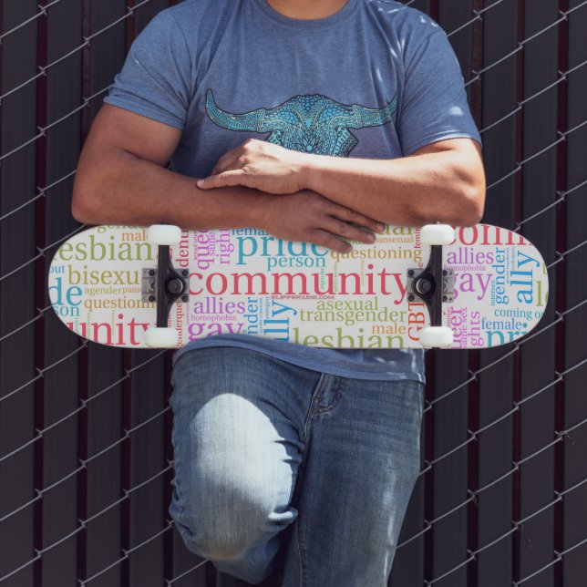 SlipperyJoe's rainbow LGBTQ+ community word cloud  Skateboard (Outdoor 3)