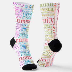 SlipperyJoe's rainbow LGBTQ+ community word cloud Socks