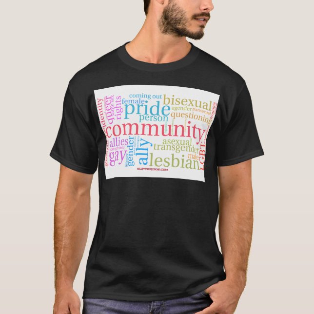 SlipperyJoe's rainbow LGBTQ+ community word cloud  T-Shirt (Front)