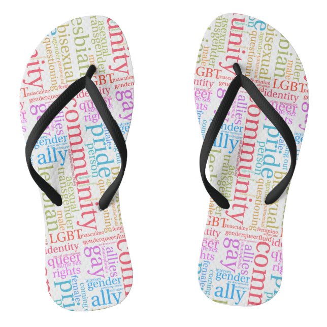 SlipperyJoe's rainbow LGBTQ+ community word cloud  Thongs (Footbed)