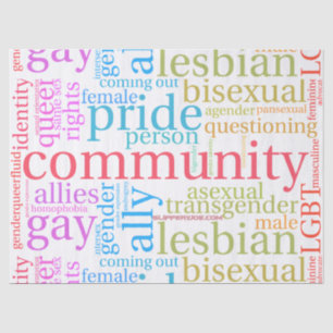 SlipperyJoe's rainbow LGBTQ+ community word cloud Tissue Paper