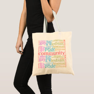 SlipperyJoe's rainbow LGBTQ+ community word cloud  Tote Bag