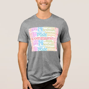 SlipperyJoe's rainbow LGBTQ+ community word cloud  Tri-Blend Shirt