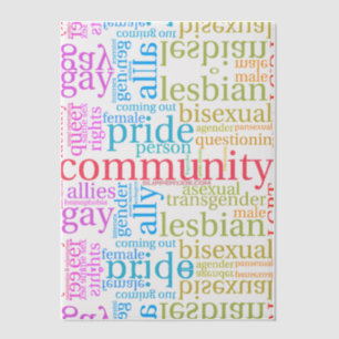 SlipperyJoe's rainbow LGBTQ+ community word cloud Vellum Invitations