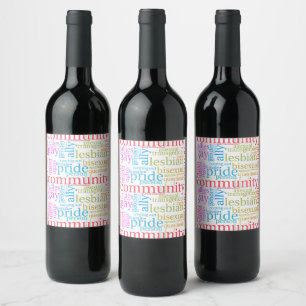 SlipperyJoe's rainbow LGBTQ+ community word cloud  Wine Label