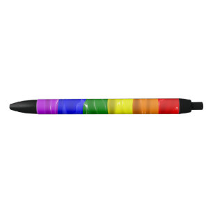 SlipperyJoe's rainbow pride colors glossy liquid t Black Ink Pen