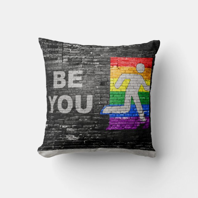 SlipperyJoe's rainbow pride colors panel urban str Cushion (Front)
