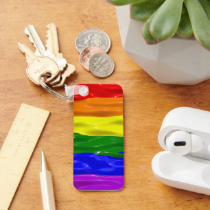 SlipperyJoe's rainbow pride colours glossy liquid  Key Ring