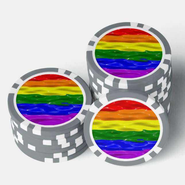 SlipperyJoe's rainbow pride colours glossy liquid  Poker Chips (Stack)
