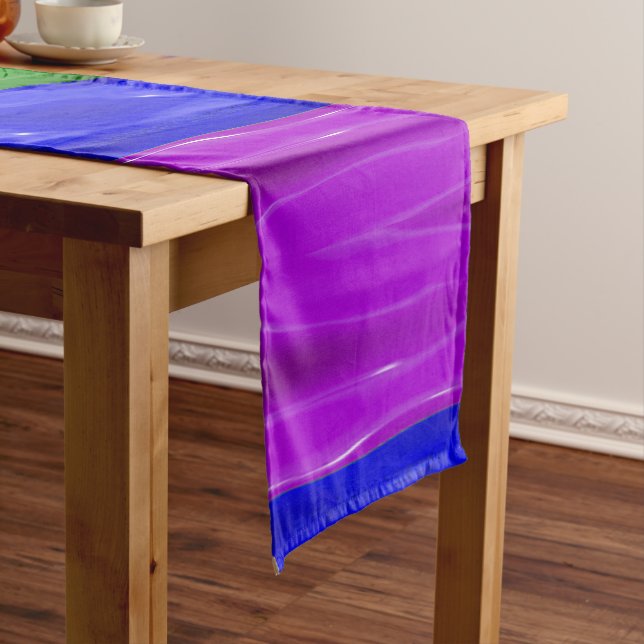 SlipperyJoe's rainbow pride colours glossy liquid  Short Table Runner (In Situ)