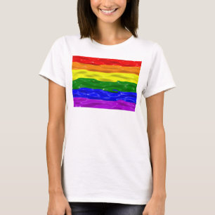 SlipperyJoe's rainbow pride colours glossy liquid T-Shirt
