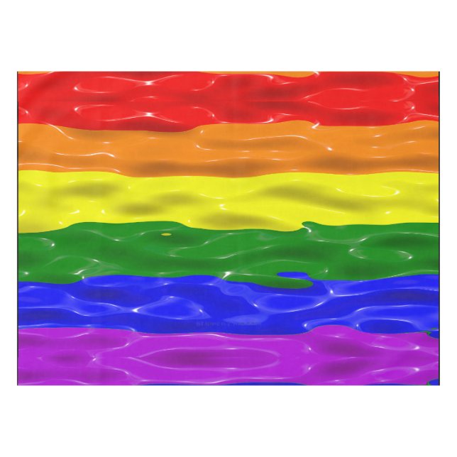 SlipperyJoe's rainbow pride colours glossy liquid  Tablecloth (Front (Horizontal))