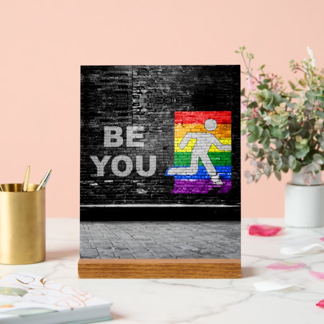 SlipperyJoe's rainbow pride colours panel urban st Acrylic Sign (Wedding)