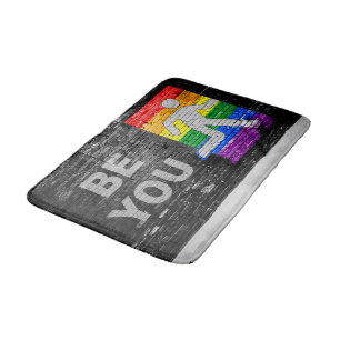 SlipperyJoe's rainbow pride colours panel urban st Bath Mat