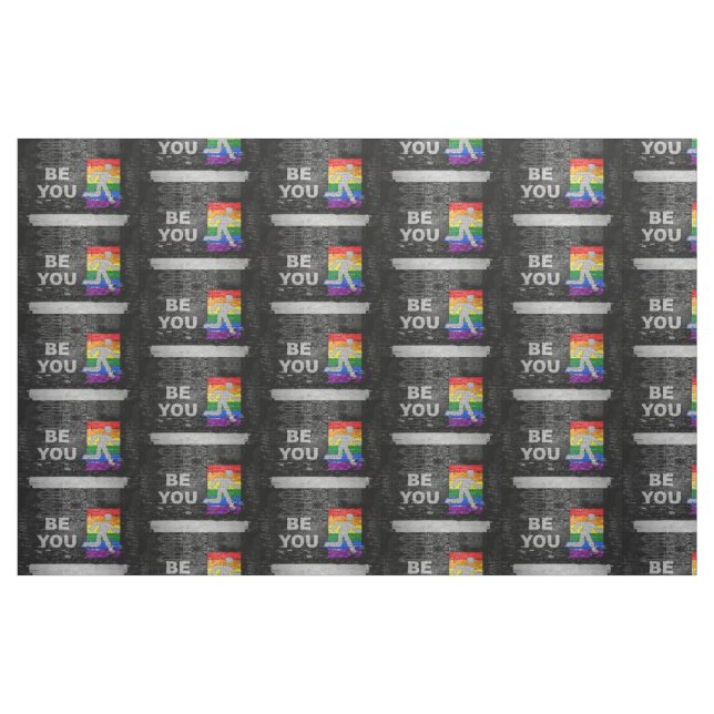 SlipperyJoe's rainbow pride colours panel urban st Fabric (Yard)