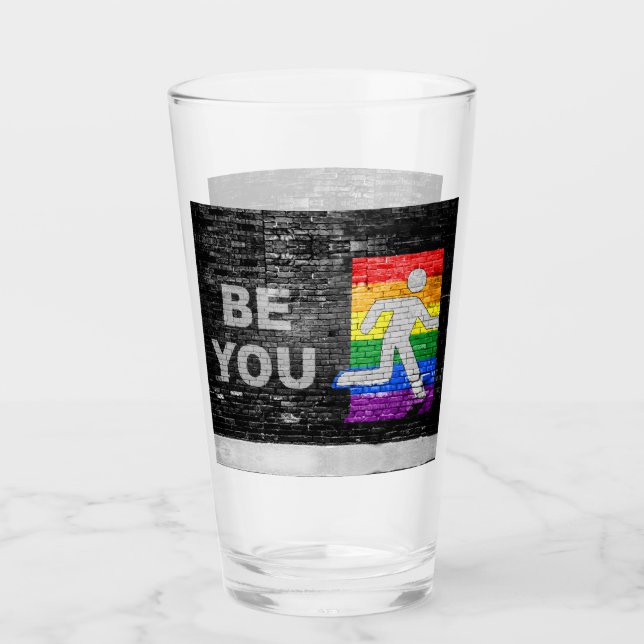 SlipperyJoe's rainbow pride colours panel urban st Glass (Front)
