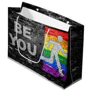 SlipperyJoe's rainbow pride colours panel urban st Large Gift Bag