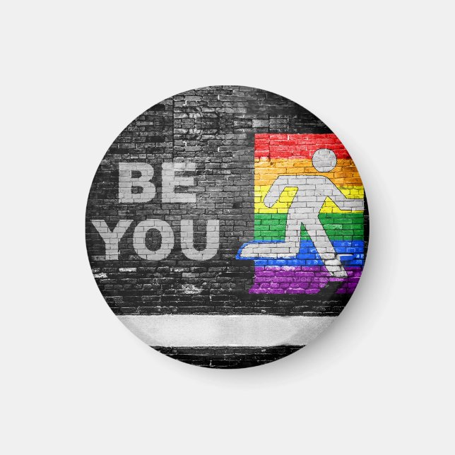 SlipperyJoe's rainbow pride colours panel urban st Magnet (Front)