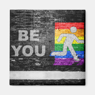 SlipperyJoe's rainbow pride colours panel urban st Magnet
