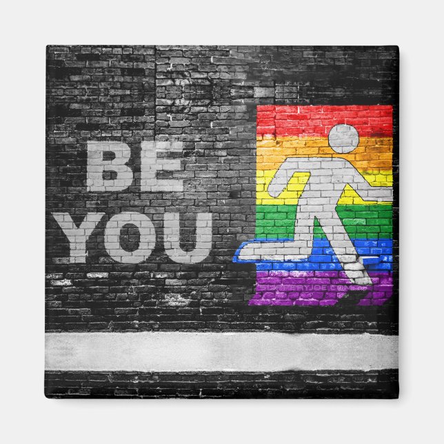 SlipperyJoe's rainbow pride colours panel urban st Magnet (Front)