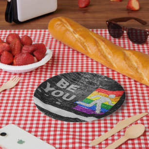 SlipperyJoe's rainbow pride colours panel urban st Paper Plate