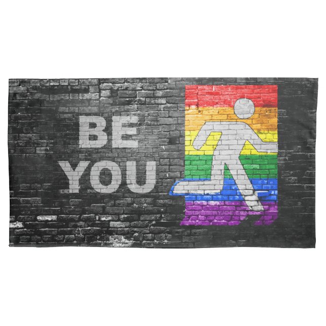 SlipperyJoe's rainbow pride colours panel urban st Pillowcase (Front)