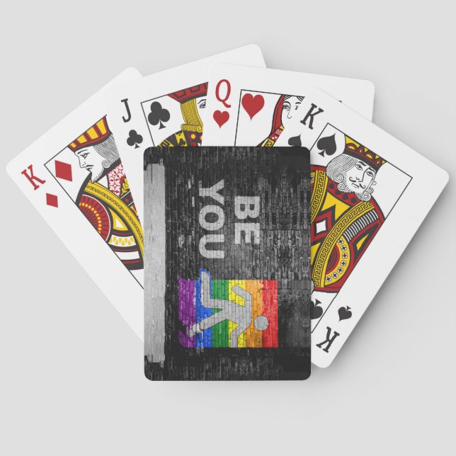 SlipperyJoe's rainbow pride colours panel urban st Playing Cards (Back)