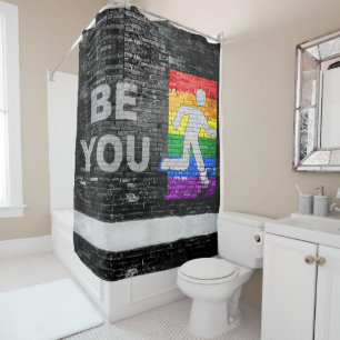 SlipperyJoe's rainbow pride colours panel urban st Shower Curtain