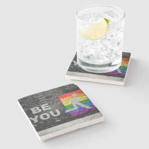 SlipperyJoe's rainbow pride colours panel urban st Stone Coaster