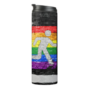 SlipperyJoe's rainbow pride colours panel urban st Thermal Tumbler