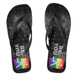 SlipperyJoe's rainbow pride colours panel urban st Thongs