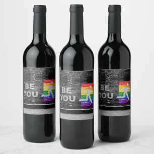 SlipperyJoe's rainbow pride colours panel urban st Wine Label