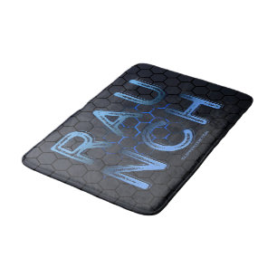SlipperyJoe's raunch metallic large blue letters d Bath Mat