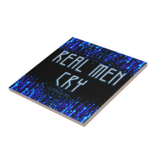 SlipperyJoe's real men cry tears emotions digital  Ceramic Tile