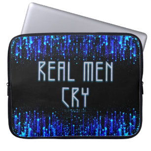 SlipperyJoe's real men cry tears emotions digital  Laptop Sleeve